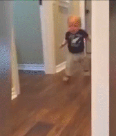 Baby running, baby so cute, his father made us laugh so hard ...