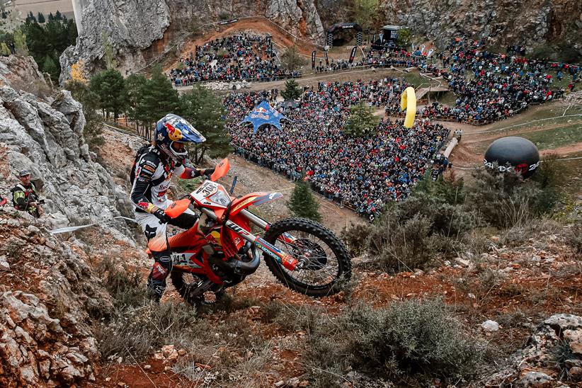 Enduro riding on a hillside