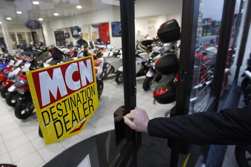 Motorcycle dealership door