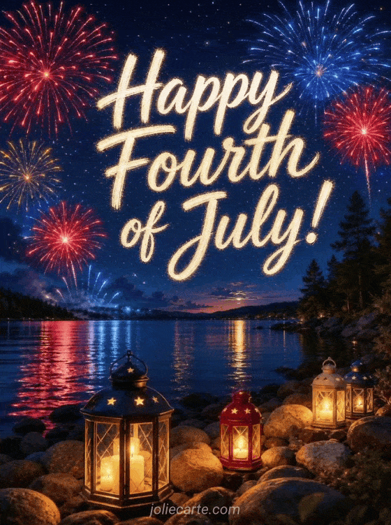 happy fourth of july gif - Free card 🎇 - JolieCarte